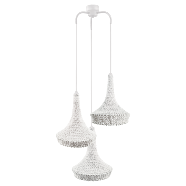 Lampa wisząca Mahaka 3 pleciona z bawełny - biała
