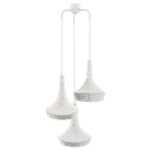 Lampa wisząca Mahaka 3 pleciona z bawełny - biała