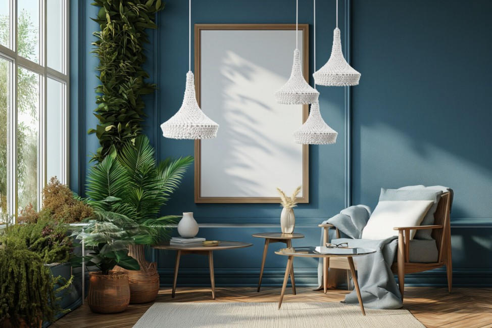 Lampa wisząca Mahaka 3 pleciona z bawełny - biała