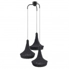 Lampa wisząca Mahaka 3 pleciona z bawełny - szara