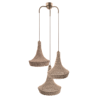 Lampa wisząca Mahaka 3 pleciona z bawełny - beżowa