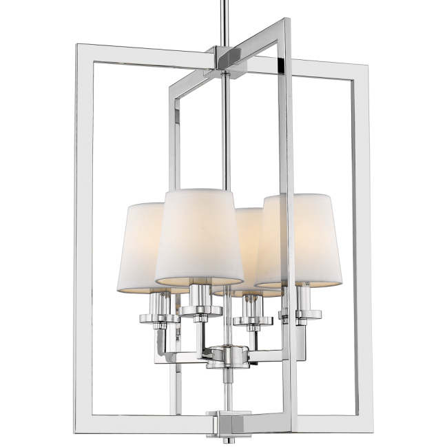 Lampa wisząca London chrom z białymi abażurami
