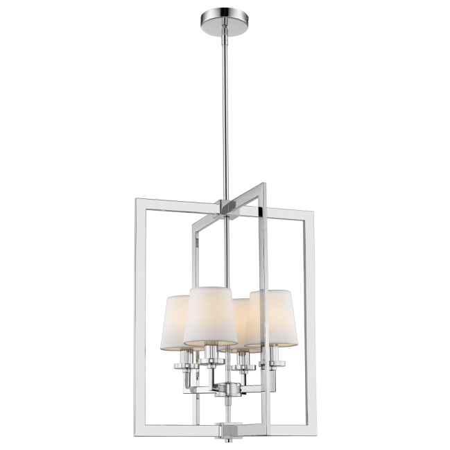 Lampa wisząca London chrom z białymi abażurami