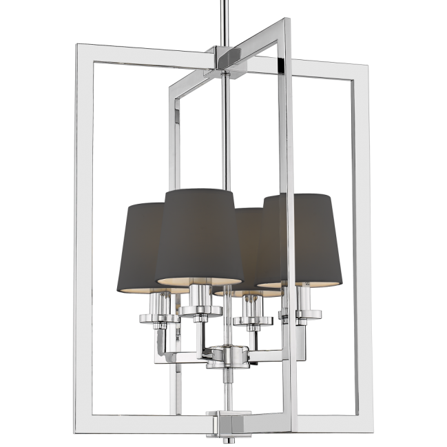 Lampa wisząca London chrom z czarnymi abażurami