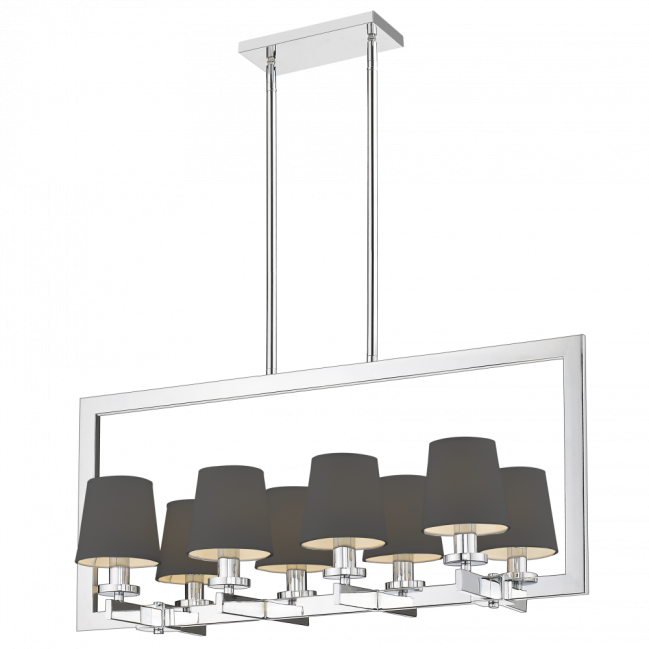 Lampa wisząca London chrom z czarnymi abażurami