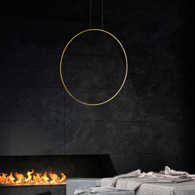 Designerska lampa wisząca Mirror 60 Led złota CCT