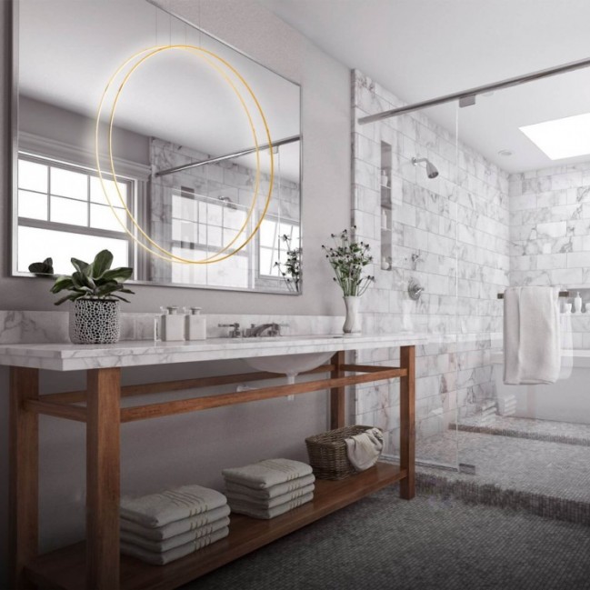 Designerska lampa wisząca Mirror 60 Led złota CCT