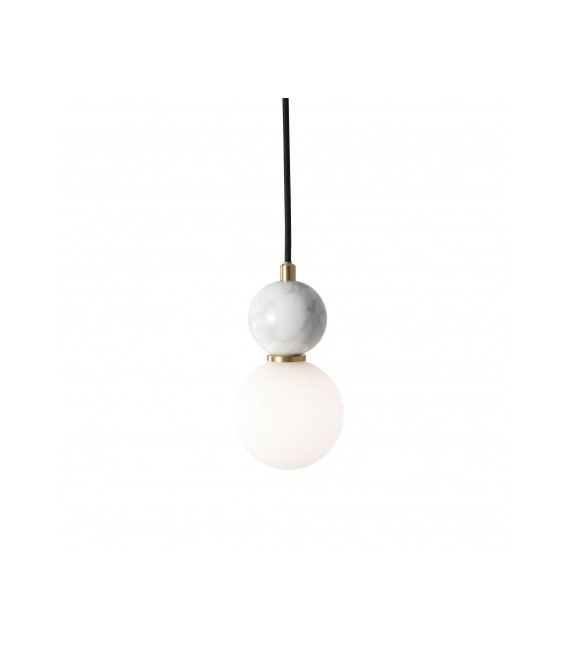 Lampa wisząca Bilo II ze szkła i białego marmuru