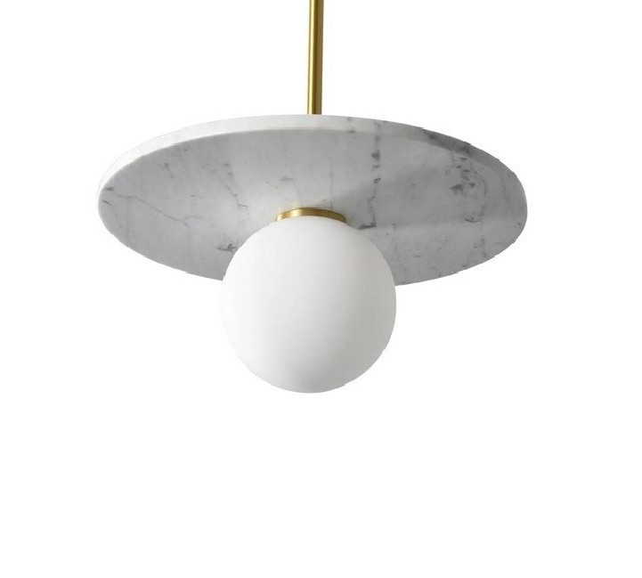 Lampa wisząca Bilo III ze szkła i białego marmuru