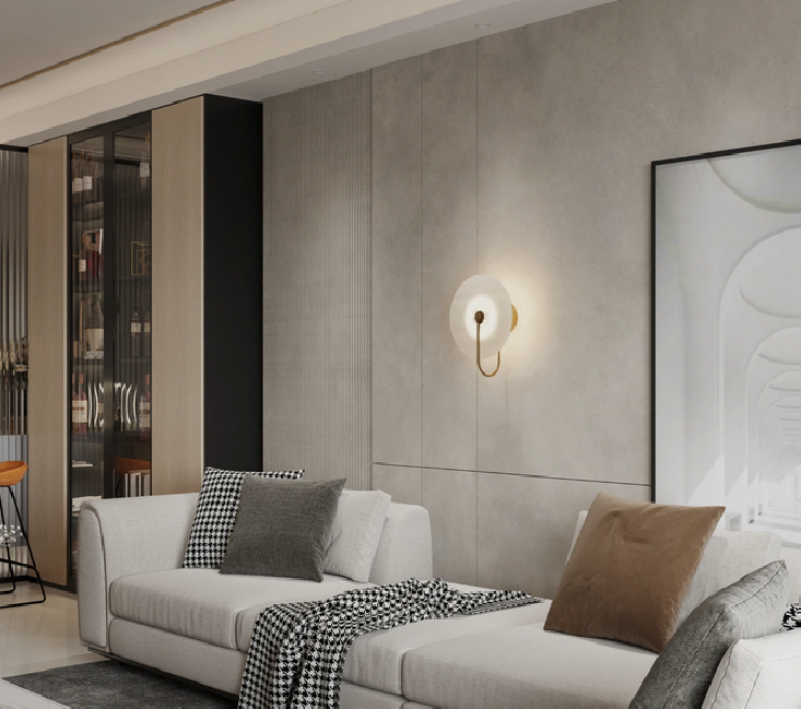 Kinkiet Cyntia z kloszem z białego marmuru