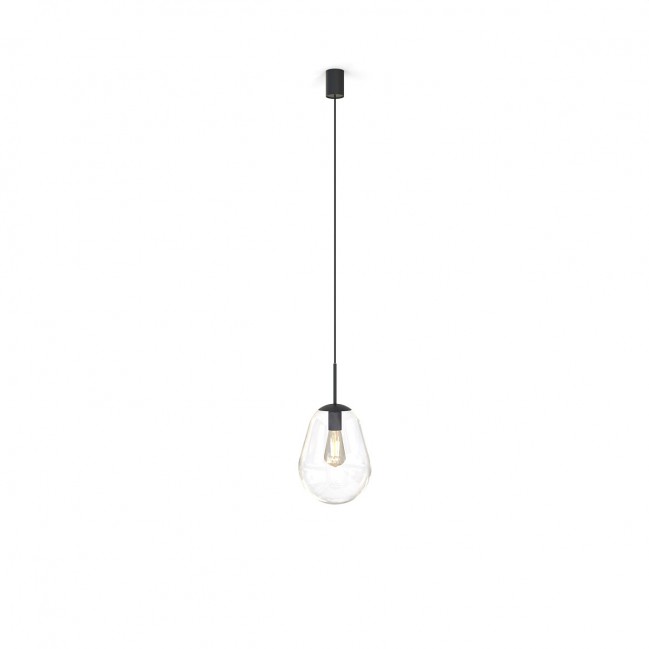 Lampa wisząca ze szklanym kloszem - Pear s czarna - 24H