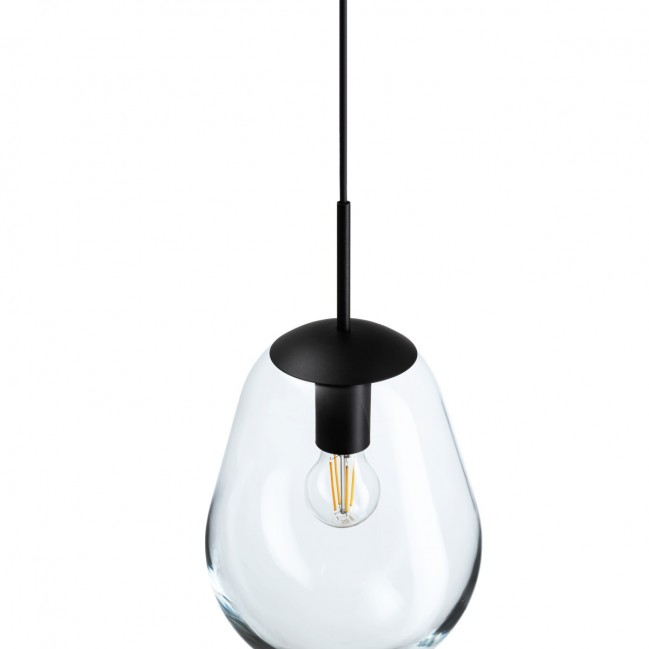 Lampa wisząca ze szklanym kloszem - Pear s czarna - 24H