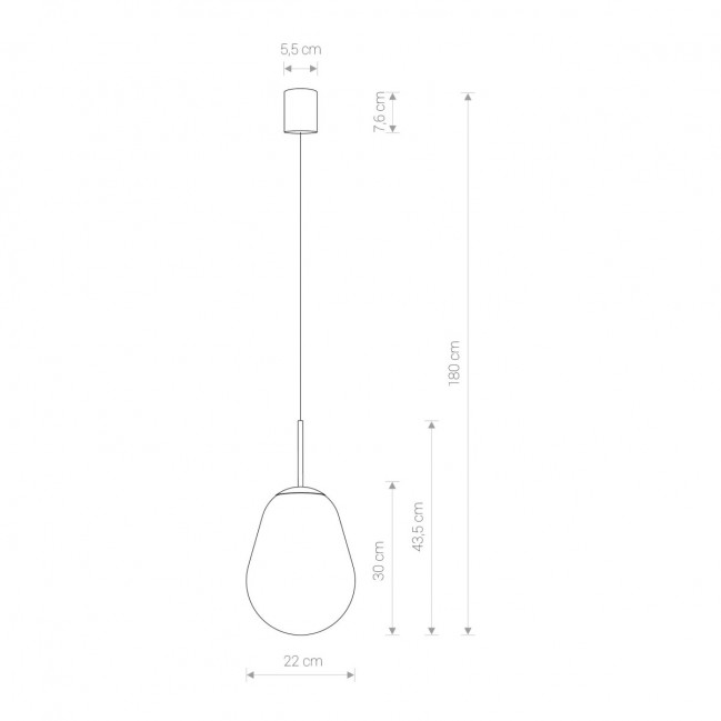 Lampa wisząca ze szklanym kloszem - Pear s czarna - 24H