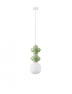 Lampa wisząca Clio ze szkła i ceramiki w kolorze biało zielonym