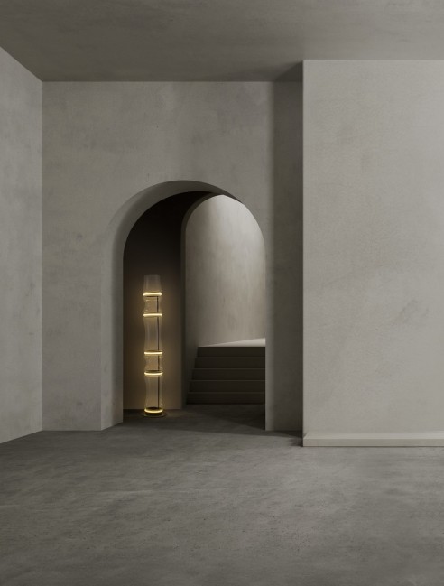 Designerska lampa podłogowa Anapnoe Led metal szkło - ściemnialna