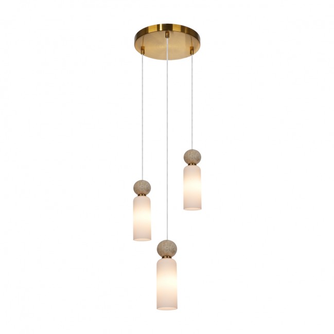 Lampa wisząca Santos 3 z kloszami z białego szkła i marmuru