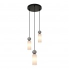Lampa wisząca Santos 3 czarna z kloszami z białego szkła i marmuru