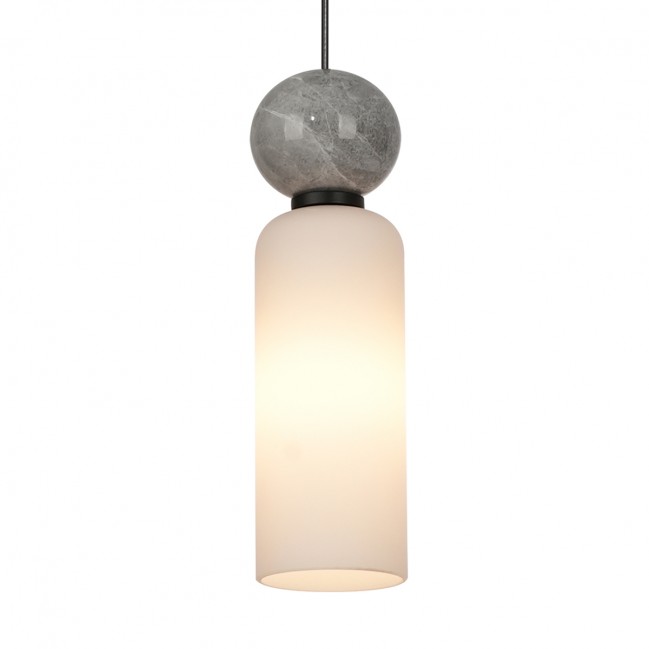Lampa wisząca Santos 3 czarna z kloszami z białego szkła i marmuru