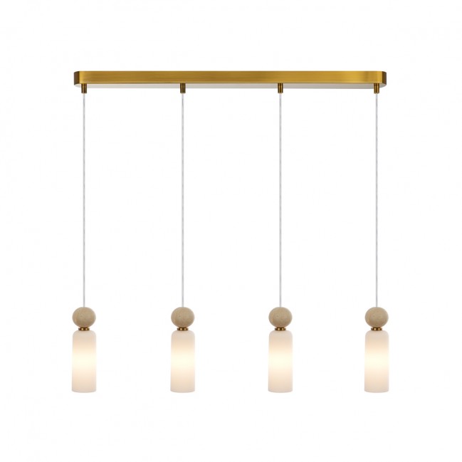 Lampa wisząca Santos 4 z kloszami z białego szkła i marmuru