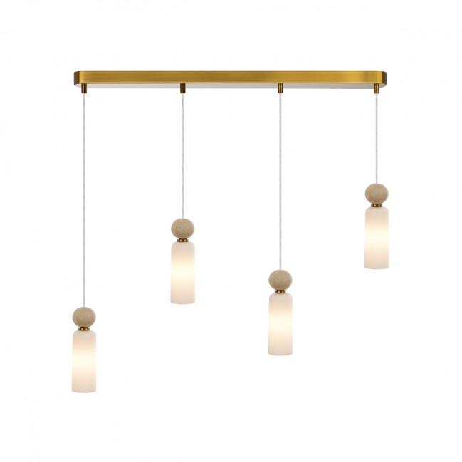Lampa wisząca Santos 4 z kloszami z białego szkła i marmuru