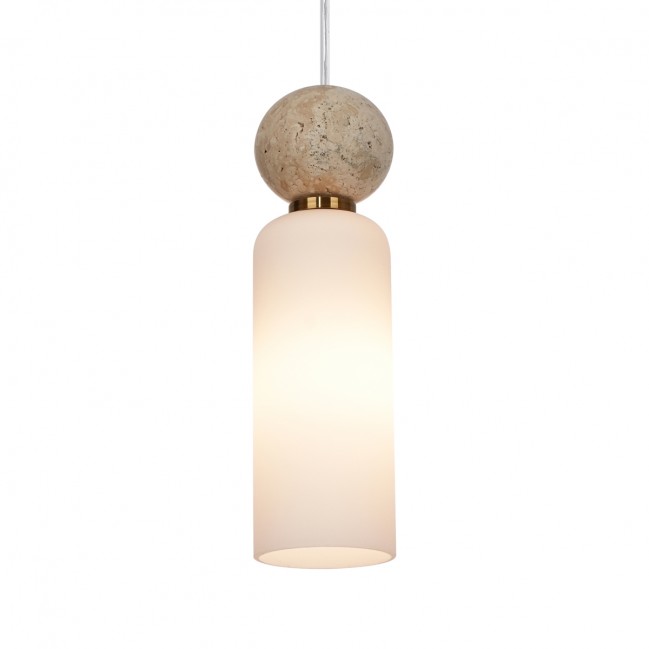 Lampa wisząca Santos 4 z kloszami z białego szkła i marmuru