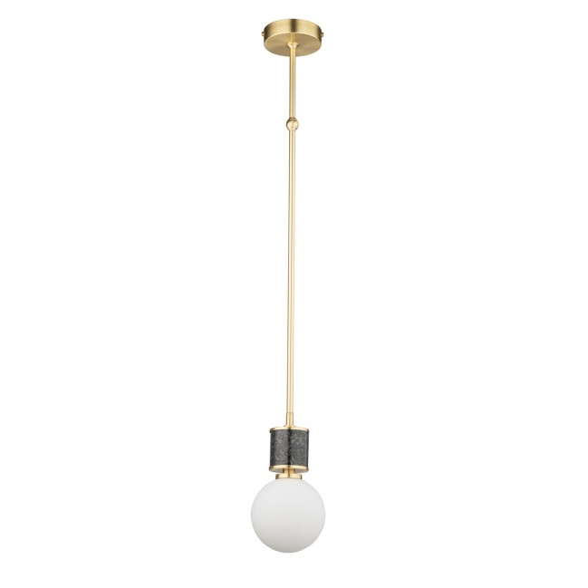 Lampa wisząca Erba w kolorze złotym z kloszem ze szkła i granitu