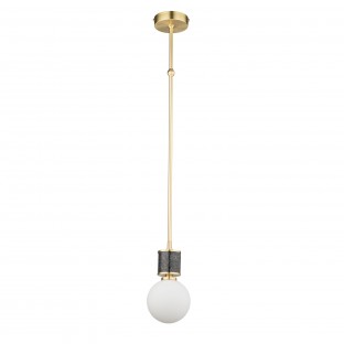 Lampa wisząca Erba w kolorze złotym z kloszem ze szkła i granitu
