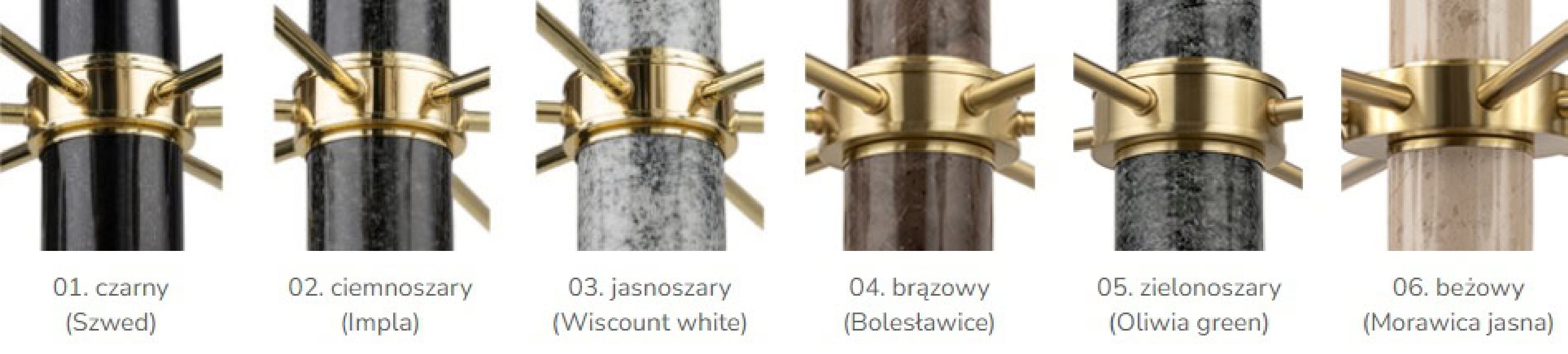 Żyrandol Erba 4 w kolorze złotym z kloszami z białego i czarnego szkła