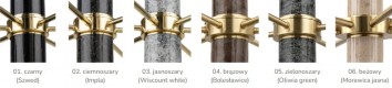 Żyrandol Erba 6 w kolorze złotym z kloszami z transparentnego ryflowanego szkła