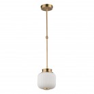 Lampa wisząca Alba - mosiądz patynowany z kloszem z białego ryflowanego szkła