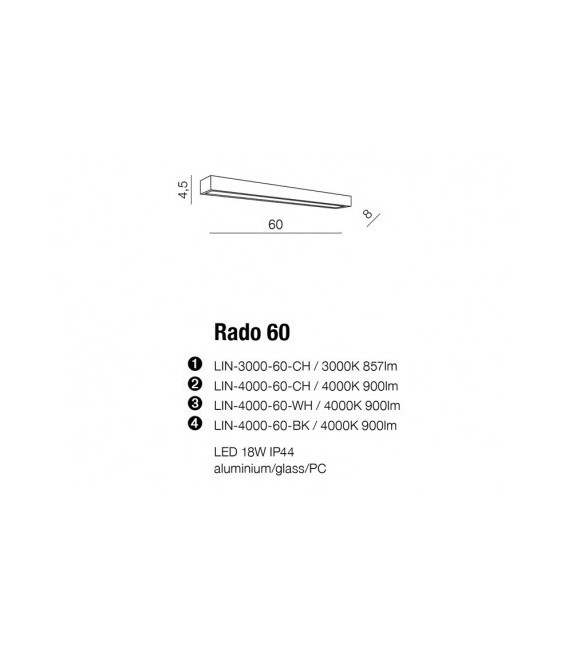 Kinkiet Rado 60 chrom 4000K - Od ręki