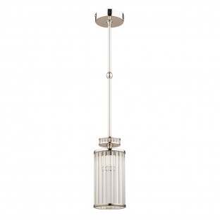Lampa wisząca Adria z mosiądzu niklowanego z kloszem z ryflowanego szkła