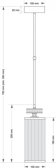 Lampa wisząca Adria z mosiądzu niklowanego z kloszem z ryflowanego szkła