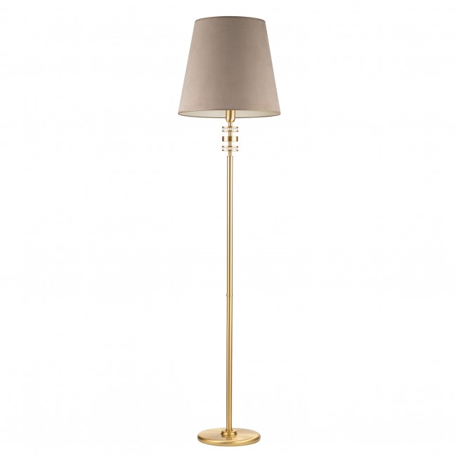 Lampa podłogowa Adria z mosiądzu w kolorze złotym z beżowym abażurem