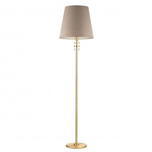 Lampa podłogowa Adria z mosiądzu w kolorze złotym z beżowym abażurem