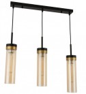 Lampa wisząca Malika 3 -metal czarny - szkło bursztynowe ryflowane