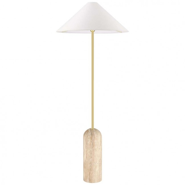 Lampa podłogowa Loxley złota z białym abażurem