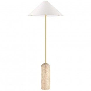 Lampa podłogowa Loxley złota z białym abażurem