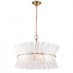 Lampa wisząca Lancaster w kolorze mosiądzu z kloszem z białego szkła