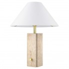 Lampa stołowa Orleans z trawertynu z białym abażurem