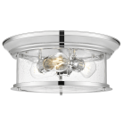 Klasyczny plafon Warwick w kolorze chromu ze szklanym kloszem