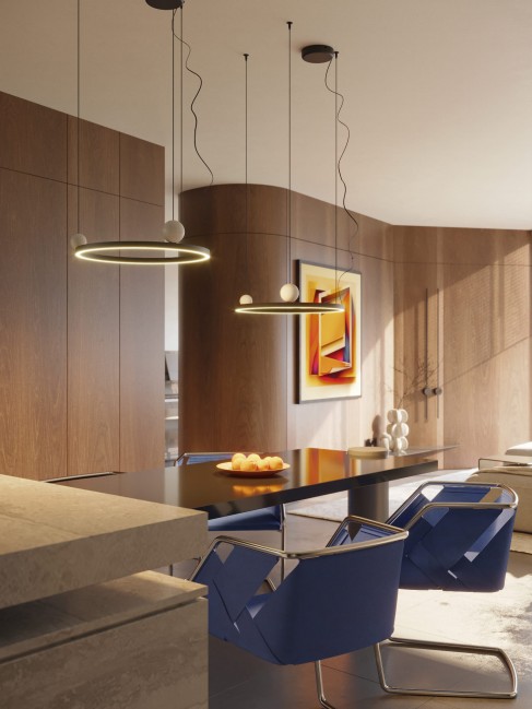 Designerska lampa wisząca Solaris Led w kolorze czarnym