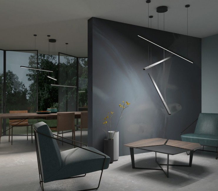 Lampa wisząca Trio 3 Led czarna 3000K - ściemnialna