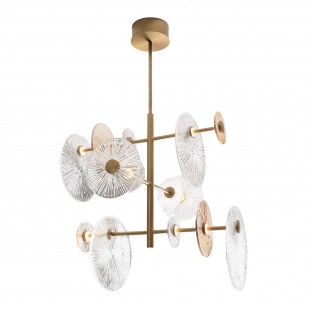 Lampa wisząca Allure Led w kolorze złoty mat z kloszami z ryflowanego szkła