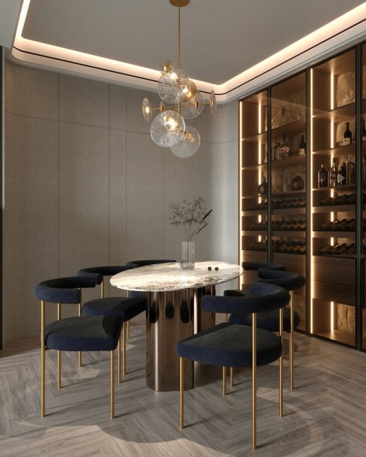 Lampa wisząca Allure Led w kolorze złoty mat z kloszami z ryflowanego szkła