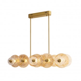 Lampa wisząca Allure Led w kolorze złoty mat z kloszami z ryflowanego szkła