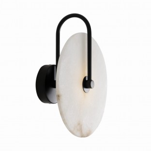Kinkiet Retro Led czarny z kloszem z alabastru