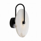 Kinkiet Retro Led czarny z kloszem z alabastru