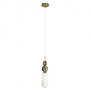 Lampa wisząca Nova Gold z kloszem z białego szkła