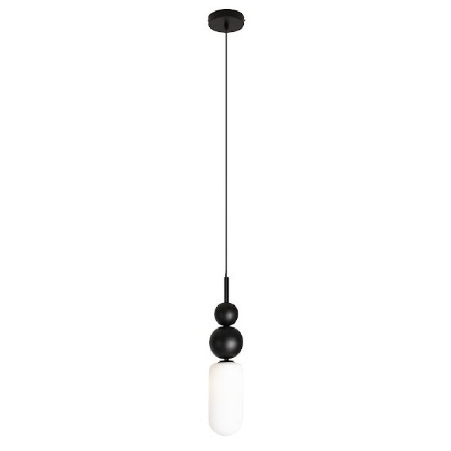 Lampa wisząca Nova Black z kloszem z białego szkła
